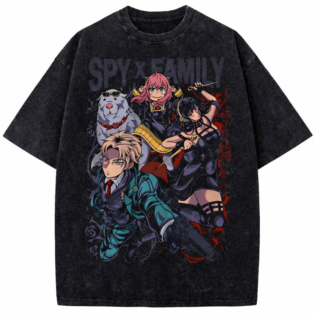 Spy x Family Vintage Washed Anime Streetwear T-Shirt