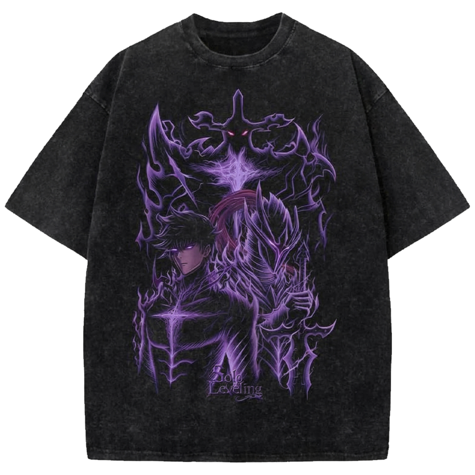 Sung Jinwoo Anime Vintage Washed Shirt, Solo Leveling Manga Streetwear Tee Anime Oversized T-Shirt