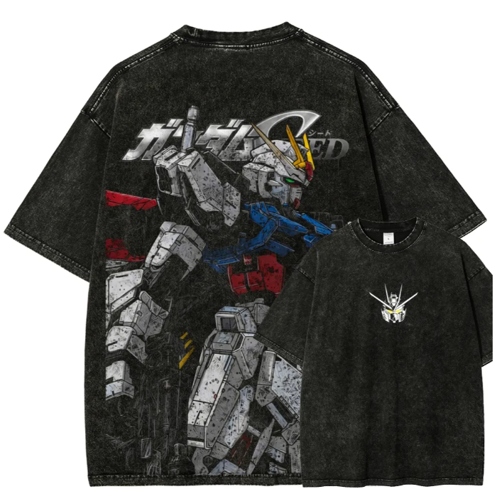 Sunrise Gundam Washed Graphic T-Shirt – Japanese Mecha Anime Vintage Tee