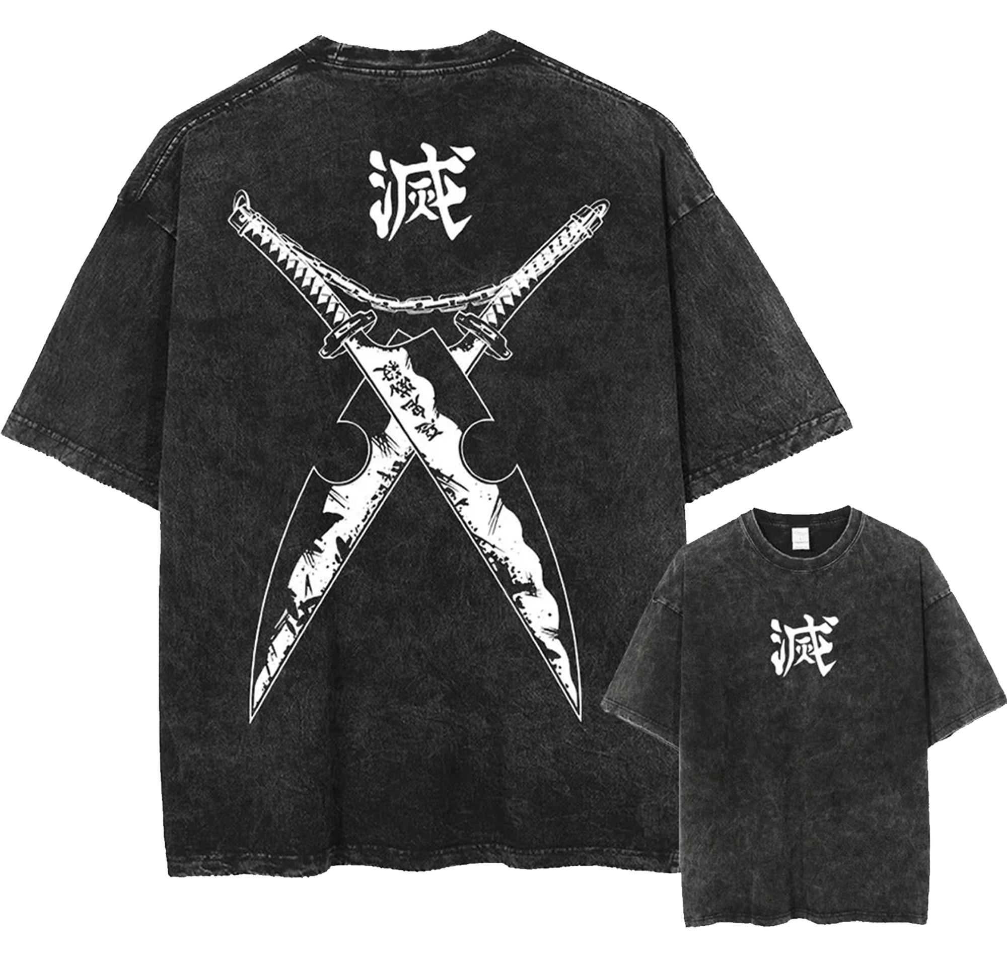 Tengen Demon Slayer Anime Vintage Washed T-shirt Vintage Oversized Streetwear Tee