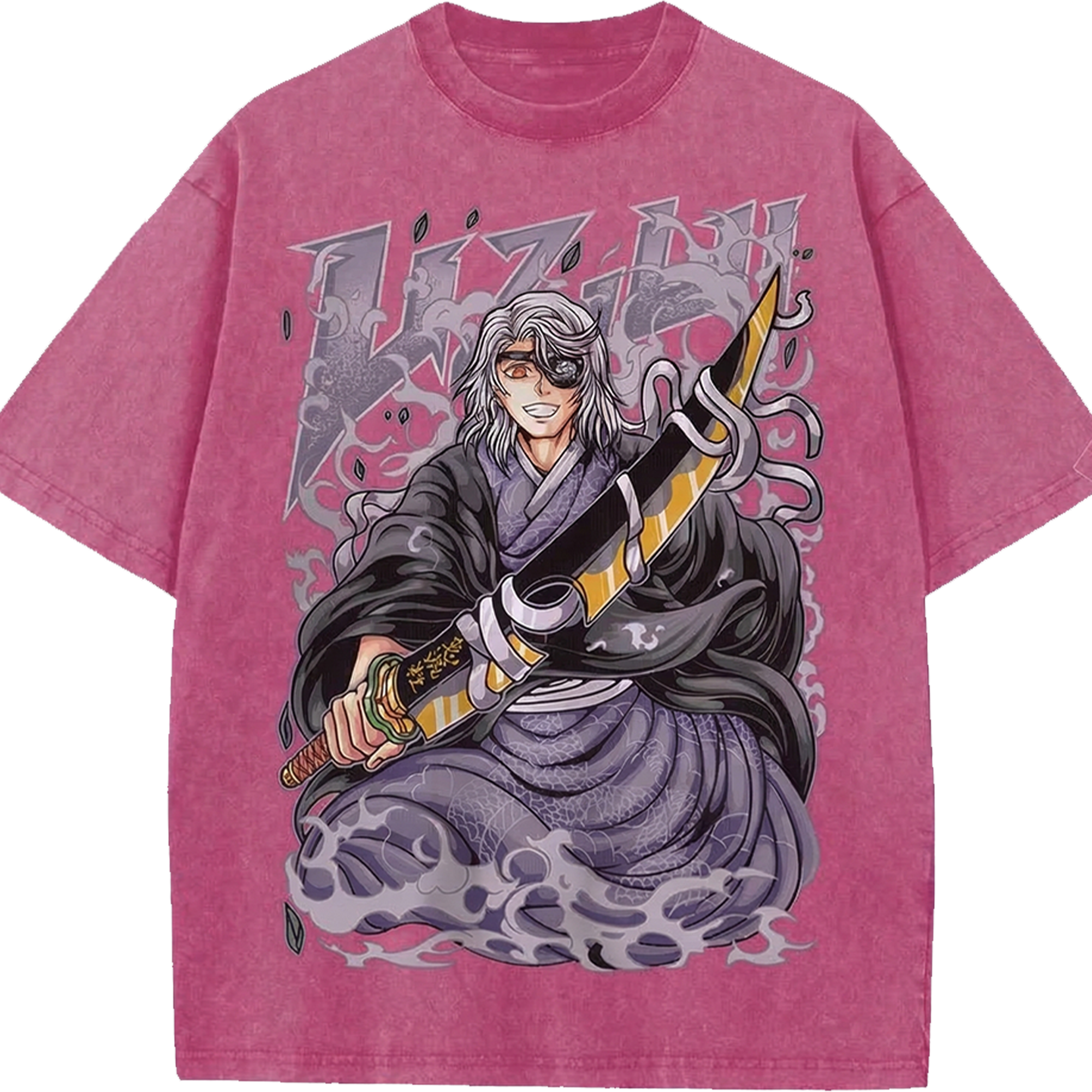 Tengen Uzui Anime Vintage Washed Shirt, Demon Slayer Manga Streetwear Tee Anime Oversized T-Shirt