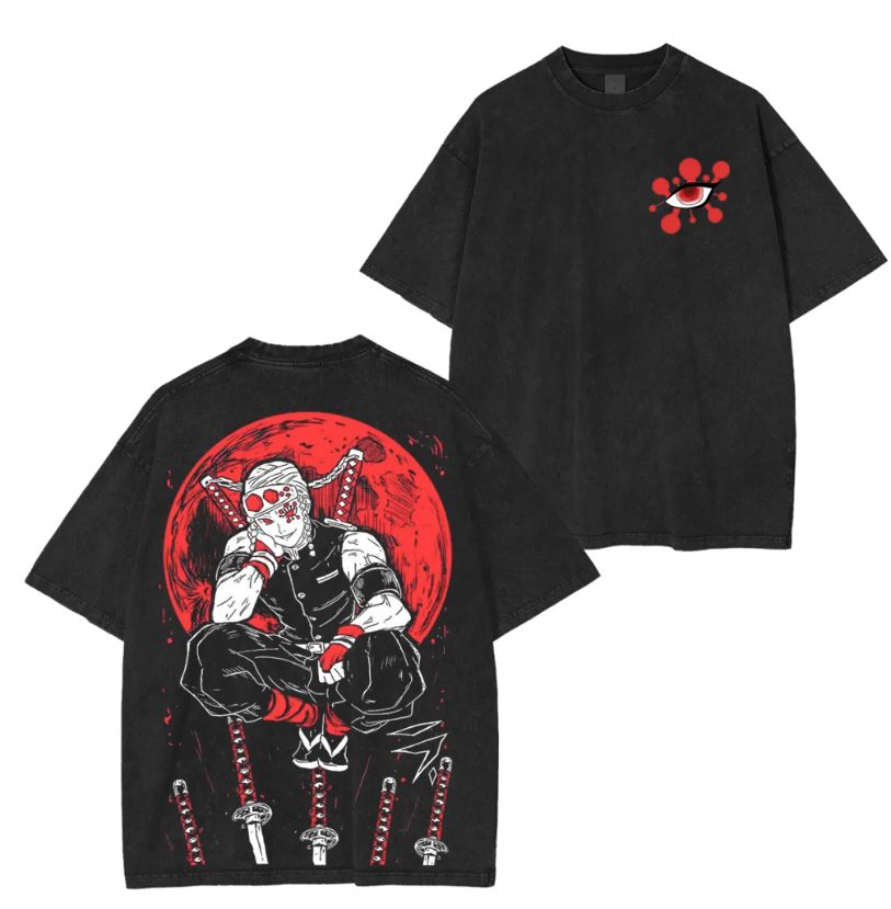 Tengen Uzui Demon Slayer Sound Hashira Anime Manga Vintage Washed T-Shirt
